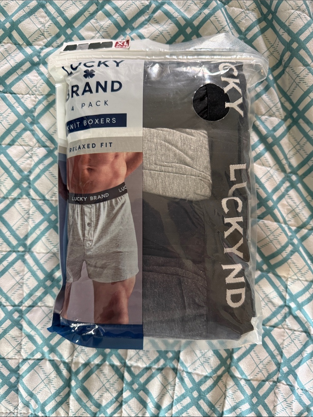 Lucky Brand Men’s Knit Boxers - Gray & Black (4-Pack)
